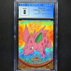 topps Pokemon TV Animation Edition Series 1 Rainbow Holo Foil CGC 8 #33 Nidorino - Image 1