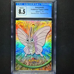 topps Pokemon TV Edition Series 1 Rainbow Holo Foil CGC 8.5 #49 Venomoth - Image 1