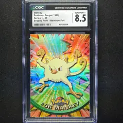 topps Pokemon TV Edition Series 1 Rainbow Holo Foil CGC 8.5 #56 Mankey - Image 1