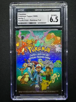 topps Pokemon TV Animation Edition Series 1 Rainbow Foil Checklist CGC 6.5 - Image 1