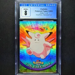 topps Pokemon TV Animation Edition Series 1 Rainbow Holo Foil CGC 8 #36 Clefable - Image 1