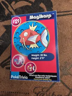 1999 Pokemon Burger King Poketrivia Promo #129 Magikarp - Image 3