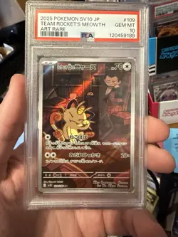 PSA10 Team Rocket's Meowth AR 109/098 Glory of Team Rocket Japanese SV10 Pokemon - Image 1
