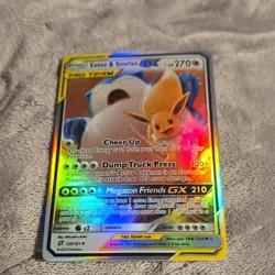 Pokemon Eevee & Snorlax GX TAG TEAM Ultra Rare Holo Sm-Team Up 120/181 - Image 1