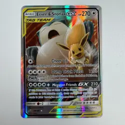 Pokemon Eevee & Snorlax GX 120/181 Sm-Team Up Card Tag Team Holo - Image 1