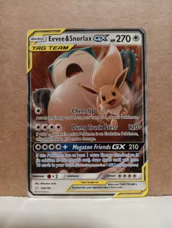 Pokemon Eevee & Snorlax GX Ultra Rare Holo SM - Team Up 120/181 NM - Image 1