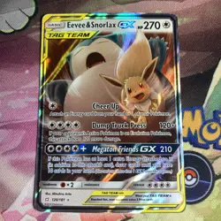 Pokemon Eevee & Snorlax GX Ultra Rare Holo SM - Team Up 120/181 NM - Image 1
