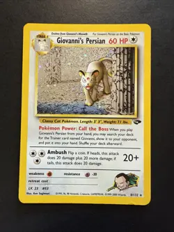Giovanni's Persian 8/132 Gym Challenge Holo with Swirl Rare Unlimited Pokemon - Image 1