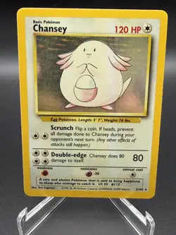 Chansey 3/102 Holo 1999 WOTC Pokemon TCG Base Set Unlimited Rare Card LP+ - Image 1