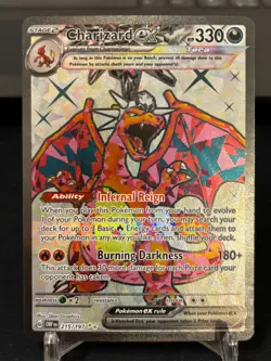 Pokemon TCG Obsidian Flames Charizard EX Ultra Rare Card 215/197 Full Art - Image 1