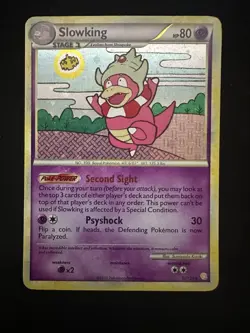 Pokemon TCG Slowking 12/123 HeartGold SoulSilver 2010 HOLO SWIRL Rare Card - Image 2