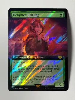 Delighted Halfling SURGE FOIL EXTENDED ART : LOTR : Magic MTG [NM] - Image 1