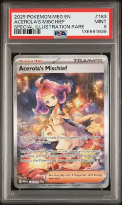 2025 Pokemon MEG EN Acerola’s Mischief #183 SPECIAL ILLUSTRATION RARE PSA 9 - Image 1