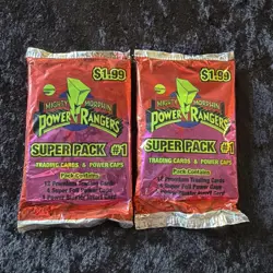 Power Rangers Super PACK #1 Mighty Morphin Trading Cards & Power Caps 2 Packs - Image 1
