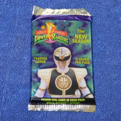 Vintage 1994 Mighty Morphin POWER RANGERS New Season 8 Trading Cards Foil Pack - Image 1