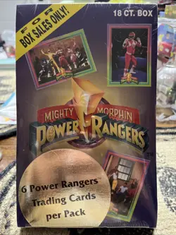 1996 Mighty Morphin Power Rangers Trading Cards Sealed Box ~ 18 Packs - Image 1