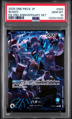 2025 ONE PIECE JAPANESE ENGLISH VERSION 2ND ANNIVERSARY SET #042 BUGGY PSA 10 - Image 1