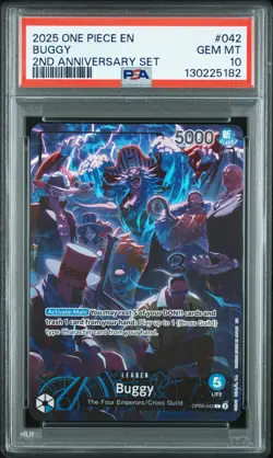 2025 ONE PIECE ENGLISH VERSION 2ND ANNIVERSARY SET #042 BUGGY PSA 10 - Image 1