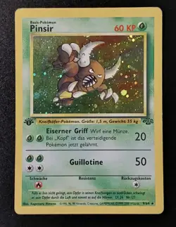 Pokemon Card TCG Pinsir Jungle 9/64 Holo Rare Swirl 1 St Edition German 1999 - Image 1