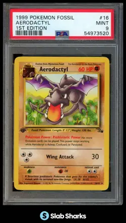 1999 POKEMON FOSSIL 1ST EDITION #16/62 AERODACTYL PSA 9 - Image 1