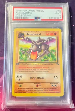 1999 Pokemon Fossil 16 Aerodactyl 1st Edition PSA 9 - Image 1