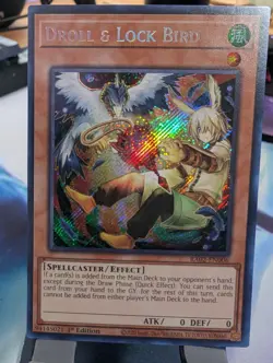 YuGiOh! Droll & Lock Bird RA02-EN006 Secret Rare Alternative Art 1st Ed* - Image 1