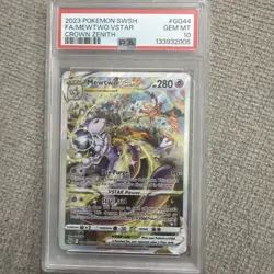 PSA 10 Mewtwo VStar GG44/GG70 Crown Zenith Galarian Gallery Pokemon Card MINT - Image 1