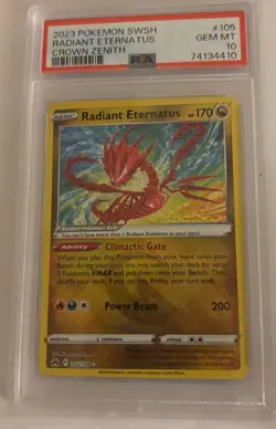 2023 POKEMON SWORD & SHIELD CROWN ZENITH #105 RADIANT ETERNATUS PSA 10 - Image 1
