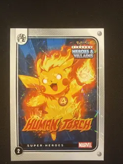 Human Torch (Pikachu) #2 - Lazer Holo - Heros & Villains Flash Edition - Pokemon - Image 1