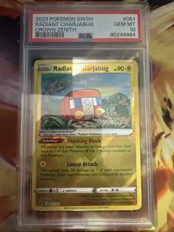 Pokemon Card Radiant Charjabug 051/159 Crown Zenith Holo, PSA 10 - Image 1