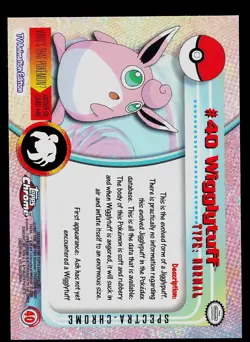 Pokemon Card - Wigglytuff Topps Chrome TV Animation 40 Foil SPECTRA Chrome - Image 2
