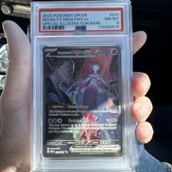 Pokemon TCG Destined Rivals Team Rockets Mewtwo EX Card 231/182 NM Condition - Image 1