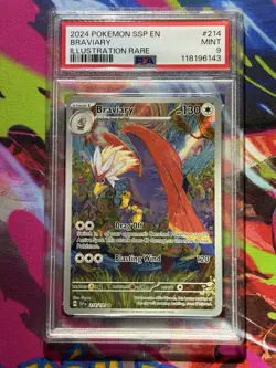 2024 POKEMON SSP EN-SURGING SPARKS ILLUSTRATION RARE #214 BRAVIARY PSA 9 - Image 1