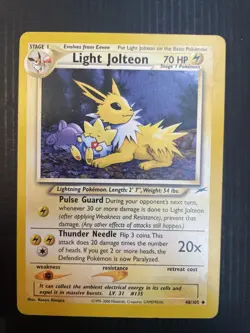 Pokemon Light Jolteon Card 48/105 Neo Destiny Unlimited Series - Image 1
