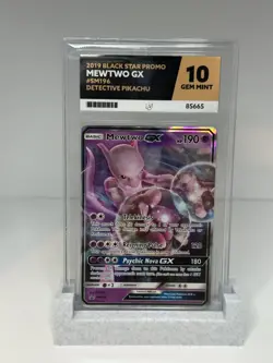 ACE 10 Mewtwo GX Black Star SM196 Pokemon Sun & Moon Detective Pikachu Graded - Image 1