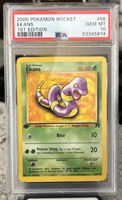 Ekans - 2000 Pokemon Rocket 1ST EDITION PSA 10 GEM MINT - Image 1