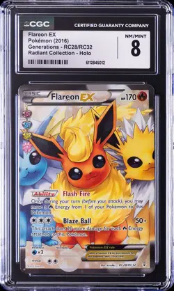 2016 POKEMON GENERATIONS RADIANT COLL-HOLO #RC28/RC32 FLAREON EX CGC 8 - Image 1