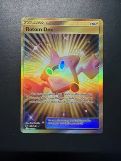 Pokemon TCG Rotom Dex 159/149 Sun & Moon Gold Secret Rare - Image 1