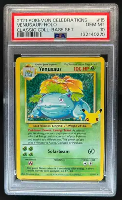 2021 Pokemon SWSH Celebrations Venusaur Classic Collection #15/102 PSA 10 - Image 1