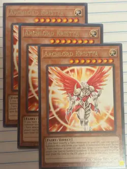 YUGIOH-3x- Archlord Kristya - VASM-EN048 - Rare - 1st Edition (PLAYSET) - Image 1
