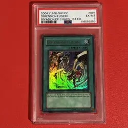 Yu-Gi-Oh Invasion Of Chaos 1st Edition Dimension Fusion IOC-094 PSA 6 YuGiOh - Image 1