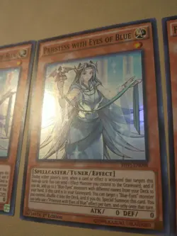 Yugioh! Priestess with Eyes of Blue SHVI x3 Playset Super Rare 1st Edition NM - Image 4