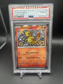 2024 Pokemon Paldean Fates #109 Charmander Shiny Rare PSA 10 - Image 1