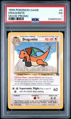 PSA 1 Dragonite The First Movie Black Star Promo #5 Stamped 1999 Pokemon WoTC PR - Image 1