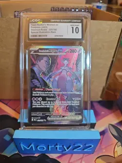 CGC 10 Gem Mint Team Rocket's Mewtwo EX 231/182 Pokemon Destined Rivals SIR - Image 1