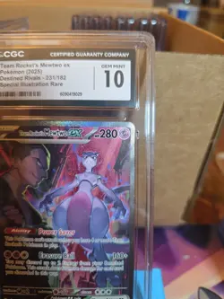 CGC 10 Gem Mint Team Rocket's Mewtwo EX 231/182 Pokemon Destined Rivals SIR - Image 4