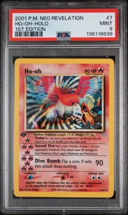 2001 POKEMON NEO REVELATION #7 HO-OH-HOLO 1ST EDITION PSA 9 (Q638) - Image 1