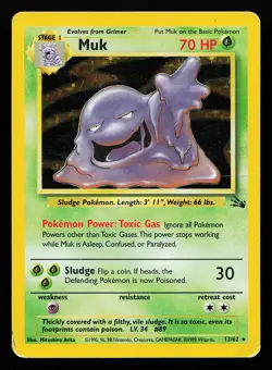 Muk 13/62 Holo Rare Fossil Pokemon Card - Image 1