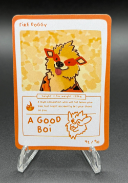 Pokedoodles Fire Doggy 42/90 - Pokemon Arcanine Fan Art Card - Image 1