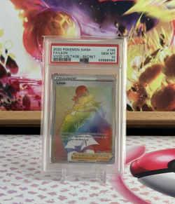 PSA 10 Gem - Leon Secret Rare Rainbow 195/185 - Vivid Voltage 2020 Pokemon Card - Image 1